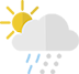 Cielo parzialmente nuvoloso con precipitazioni intense, sia pioggia che neve.