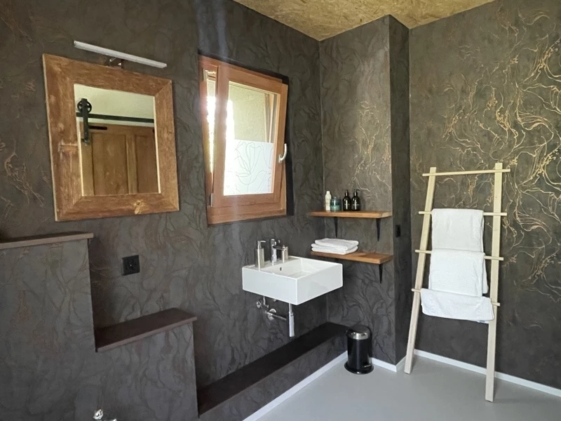 salle de bains, chambre cuivre