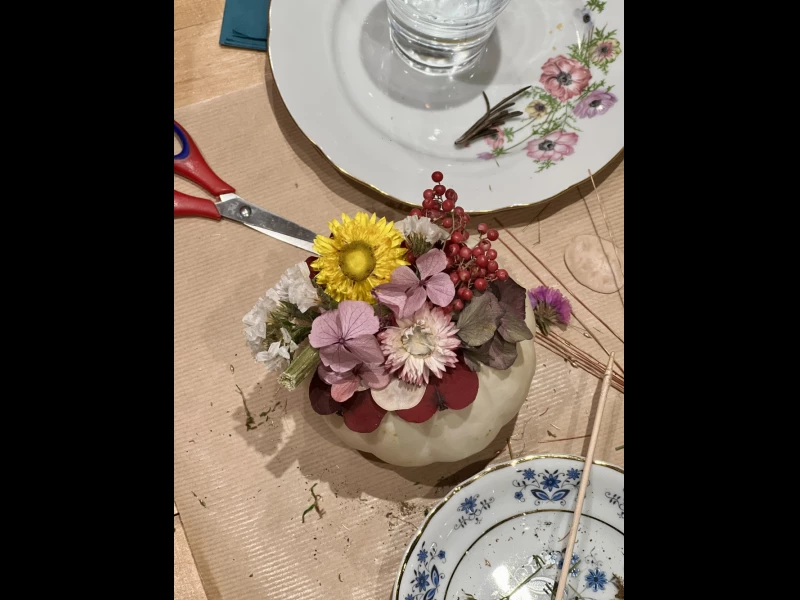 Atelier coloquintes de fleurs s&eacute;ch&eacute;es