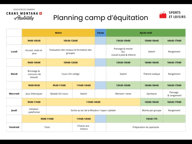 Programme des camps d'&eacute;t&eacute;