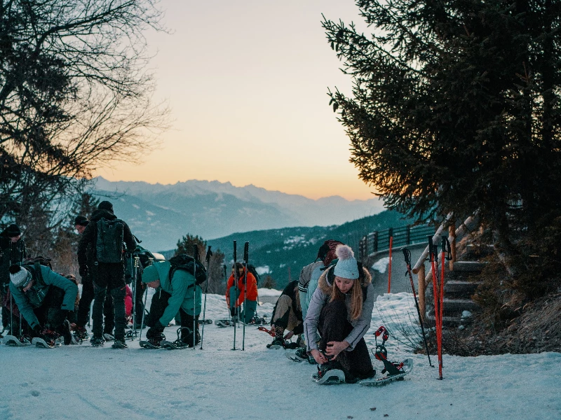 Sortie nocturne en raquettes � neige & descente en luge